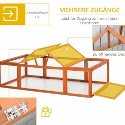 PawHut Stall orange Holz B/H/L: ca. 90x180x48 cm