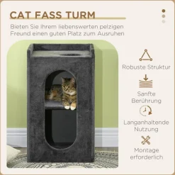 PawHut Tier-Zubehör grau Spanplatte B/H/L: ca. 45x45x81 cm