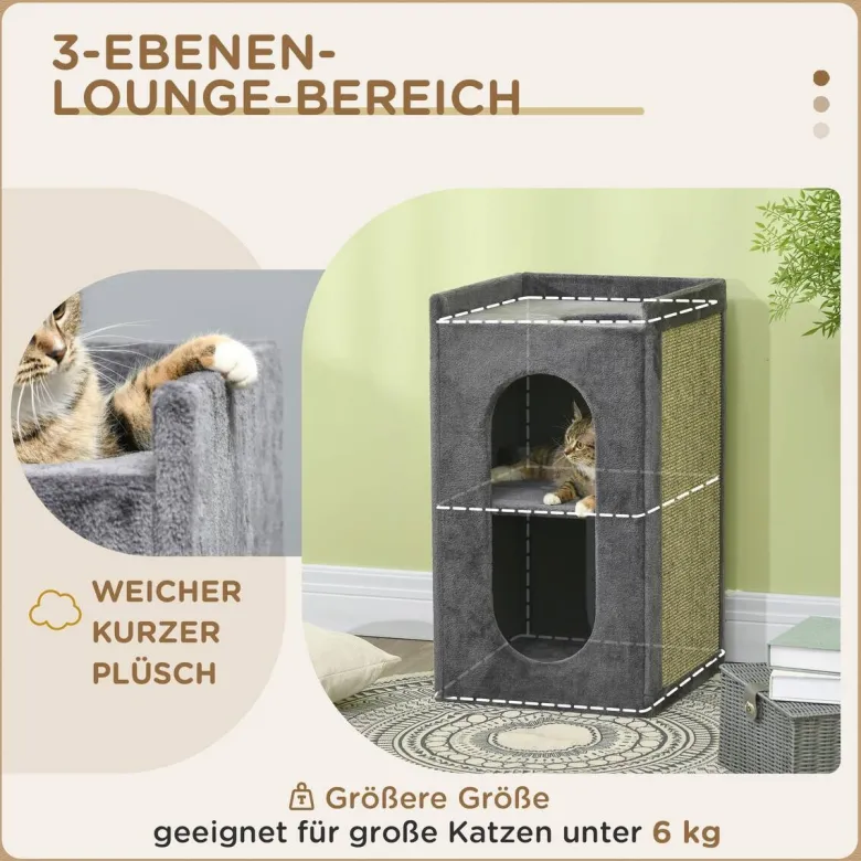 PawHut Tier-Zubehör grau Spanplatte B/H/L: ca. 45x45x81 cm
