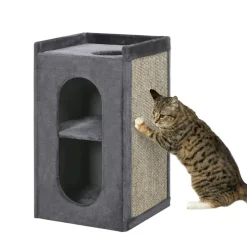 PawHut Tier-Zubehör grau Spanplatte B/H/L: ca. 45x45x81 cm