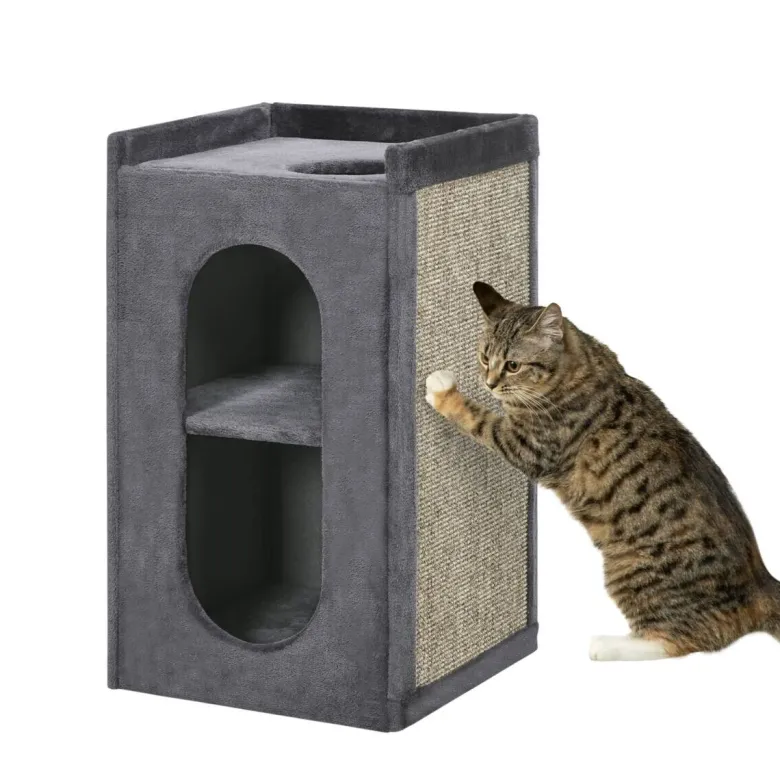 PawHut Tier-Zubehör grau Spanplatte B/H/L: ca. 45x45x81 cm