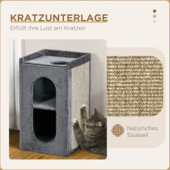 PawHut Tier-Zubehör grau Spanplatte B/H/L: ca. 45x45x81 cm