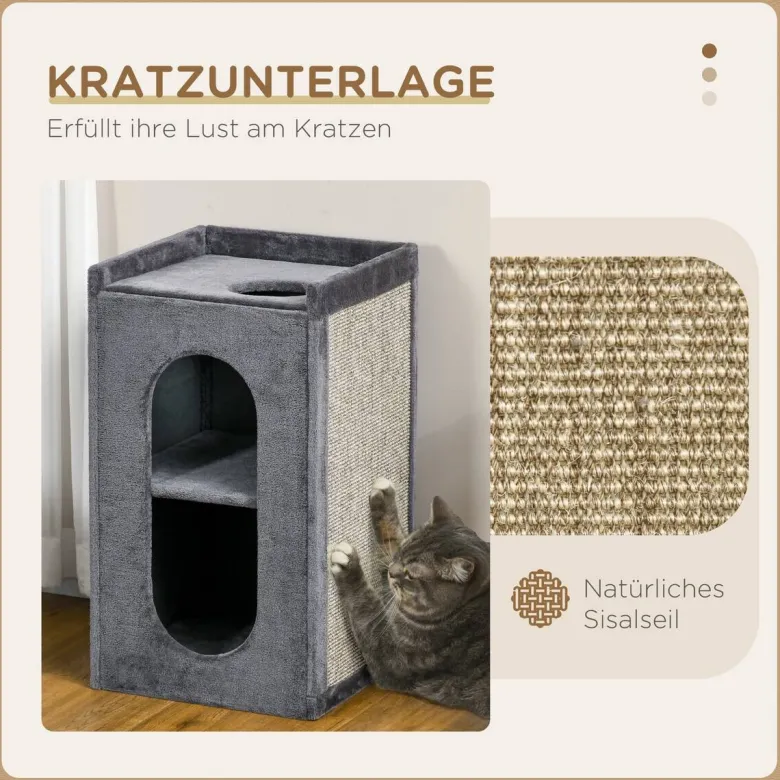 PawHut Tier-Zubehör grau Spanplatte B/H/L: ca. 45x45x81 cm