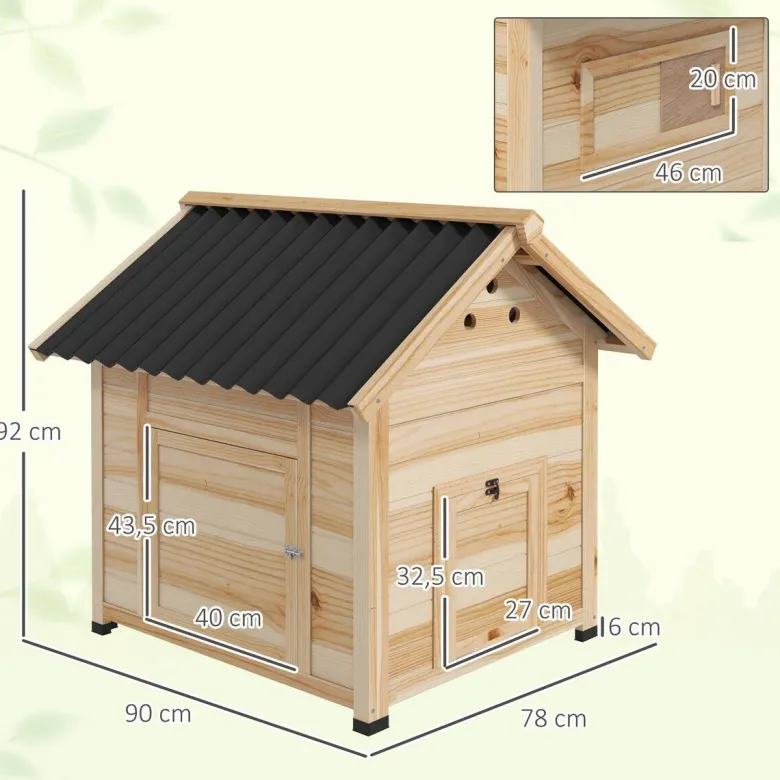 PawHut Tier-Zubehör natur Holz B/H/L: ca. 90x78x92 cm