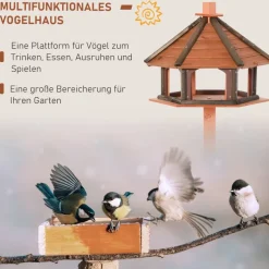 PawHut Vogelhaus natur Holz B/H/L: ca. 52x130x52 cm