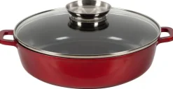 Pfanne rot Edelstahl D: ca. 28 cm
