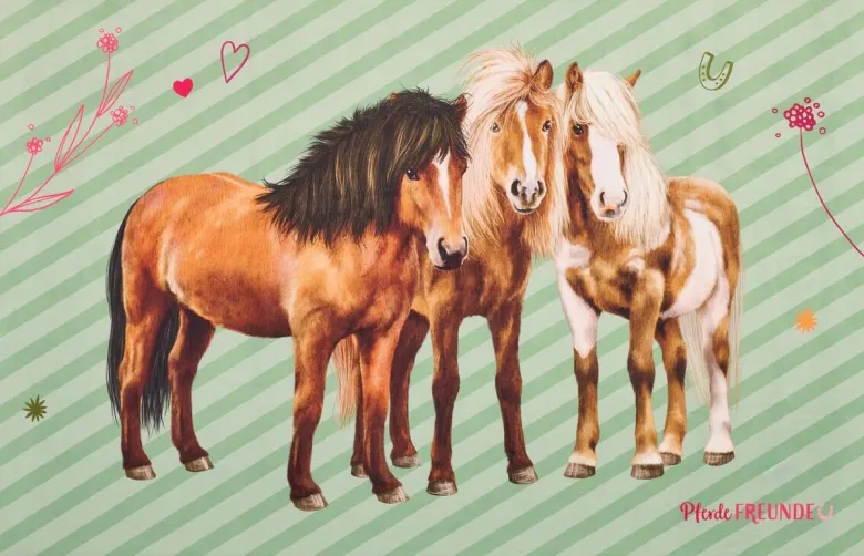 Pferde Freunde Kinderteppich grün B/L: ca. 100x160 cm