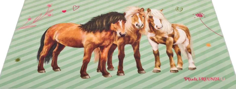 Pferde Freunde Kinderteppich grün B/L: ca. 100x160 cm