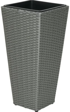Pflanzgefäß grau Polyrattan B/H/L: ca. 28x60x28 cm