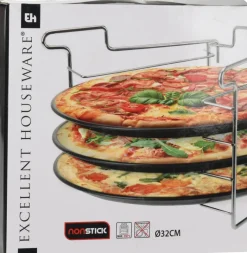 Pizzablech-Set schwarz Metall