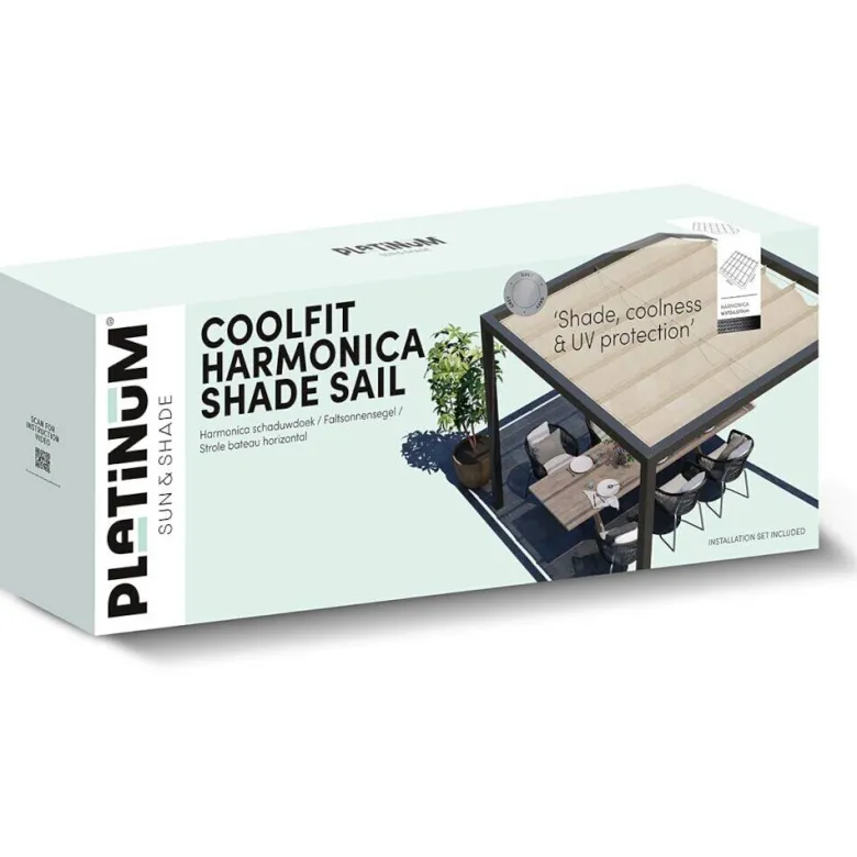 PLATINUM Faltsonnensegel Coolfit grau Polyethylen B/H/L: ca. 370x1x370 cm