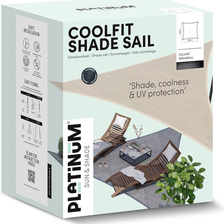 PLATINUM Sonnensegel Coolfit altweiß Polyethylen B/H/L: ca. 360x1x360 cm