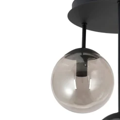 POCOline Deckenleuchte schwarz Rauch Metall Glas H/D: ca. 42x34,5 cm E14 3 Brennstellen