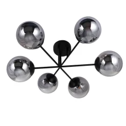 POCOline Deckenleuchte Space schwarz Rauchglas B/H/T: ca. 66x30x66 cm E14 6 Brennstellen