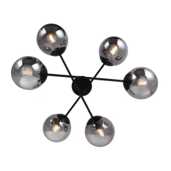 POCOline Deckenleuchte Space schwarz Rauchglas B/H/T: ca. 66x30x66 cm E14 6 Brennstellen