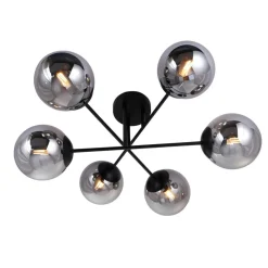 POCOline Deckenleuchte Space schwarz Rauchglas B/H/T: ca. 66x30x66 cm E14 6 Brennstellen