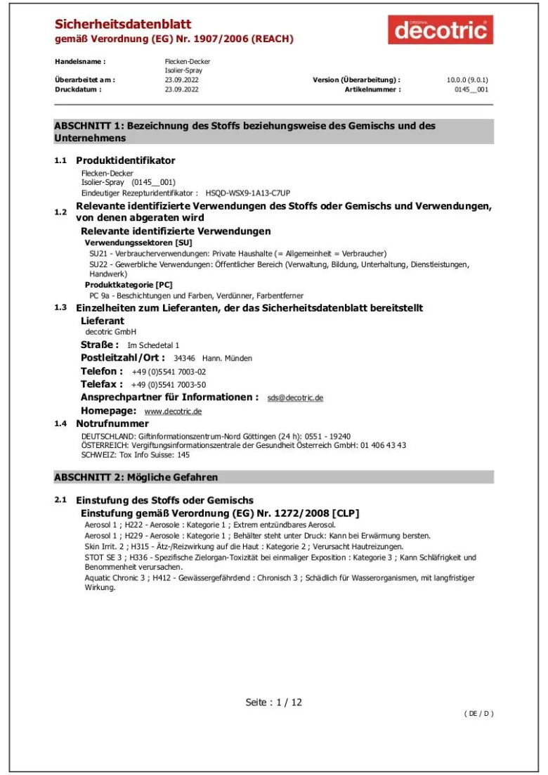POCOline Flecken und Schimmel-Isolierweiß weiß ca. 0,4 l
