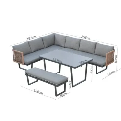 POCOline Gartensitzgruppe Cancun grau Alu