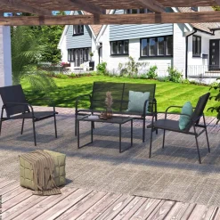 POCOline Gartensitzgruppe Lille dunkelgrau Stahlrohr