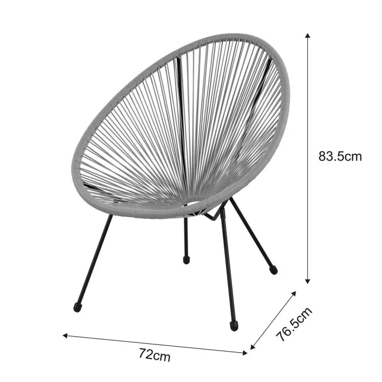 POCOline Gartenstuhl Acapulco grau Stahlrohr B/H/L: ca. 73x84x76 cm