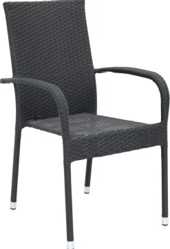 POCOline Gartenstuhl Palermo schwarz Polyrattan B/H/L: ca. 63x94x55 cm