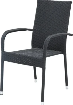 POCOline Gartenstuhl Palermo schwarz Polyrattan B/H/L: ca. 63x94x55 cm