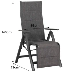 POCOline Klappsessel Boston anthrazit Alu B/H/L: ca. 73x140x58 cm