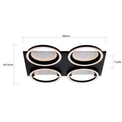 POCOline LED-Deckenleuchte Arietty schwarz Metall Kunststoff B/H/L: ca. 44,5x7x48 cm