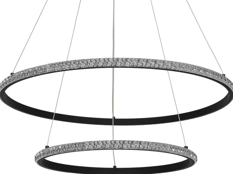 POCOline LED-Pendelleuchte Aletta schwarz Metall Acryl H/D: ca. 120x60 cm