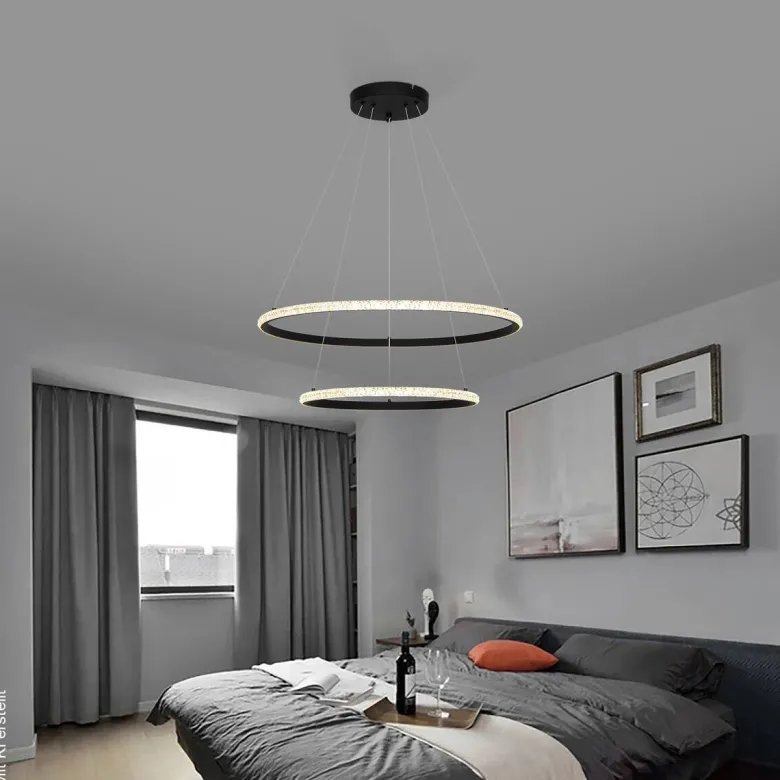 POCOline LED-Pendelleuchte Aletta schwarz Metall Acryl H/D: ca. 120x60 cm