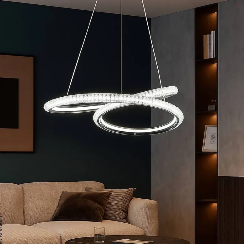 POCOline LED-Pendelleuchte Giorgia Chrom Acryl Metall H/D: ca. 120x45 cm