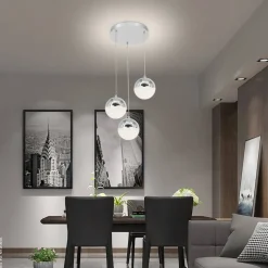 POCOline LED-Pendelleuchte Ginny Chrom Metall Acryl B/H/L: ca. 42x130x42 cm