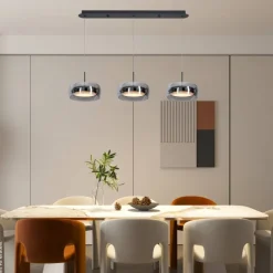 POCOline LED-Pendelleuchte Ole schwarz Metall Glas B/H/L: ca. 20x80x80 cm