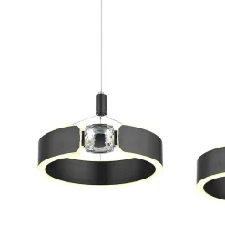 POCOline LED-Pendelleuchte Rings schwarz Metall B/H/L: ca. 22x120x82 cm