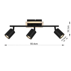 POCOline LED-Spot 3-flg. Akshan schwarz Metall B/H/L: ca. 9,5x16x55 cm 3 Brennstellen