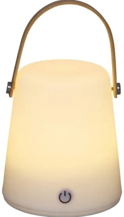 POCOline LED-Tischleuchte Isla weiß Kunststoff Bambus H/D: ca. 13,5x12 cm