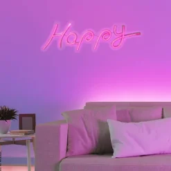 POCOline Neon Wandleuchte Happy pink B/H: ca. 42x14 cm