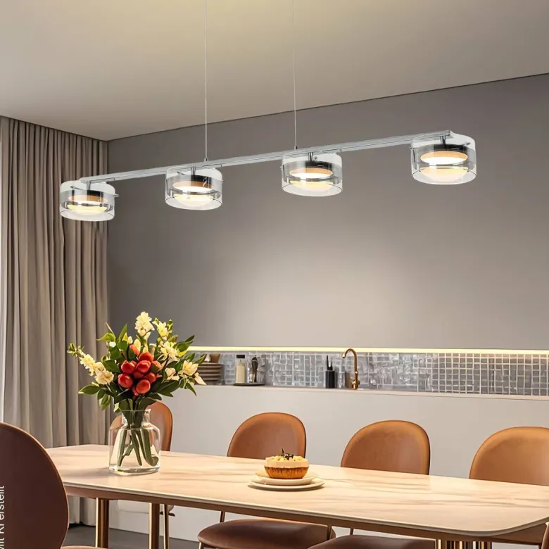 POCOline Pendelleuchte Annabell Chrom Metall Glas B/H: ca. 15x120 cm