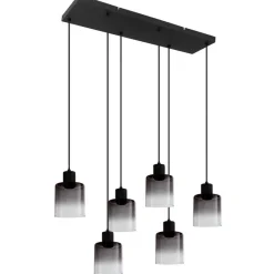 POCOline Pendelleuchte Annie schwarz Metall B/H/L: ca. 25x120x77 cm E27 4 Brennstellen