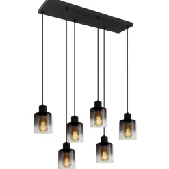 POCOline Pendelleuchte Annie schwarz Metall B/H/L: ca. 25x120x77 cm E27 4 Brennstellen