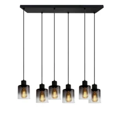 POCOline Pendelleuchte Annie schwarz Metall B/H/L: ca. 25x120x77 cm E27 4 Brennstellen