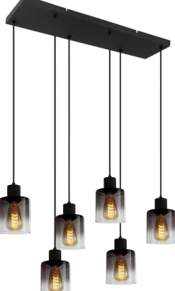 POCOline Pendelleuchte Annie schwarz Metall B/H/L: ca. 25x120x77 cm E27 4 Brennstellen