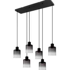 POCOline Pendelleuchte Annie schwarz Metall B/H/L: ca. 25x120x77 cm E27 4 Brennstellen