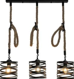 POCOline Pendelleuchte Dafino schwarz Metall B/H: ca. 70x120 cm E27 3 Brennstellen