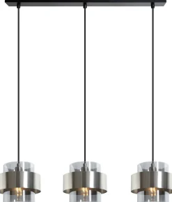 POCOline Pendelleuchte Fiora schwarz Metall Glas B/L: ca. 73x120 cm