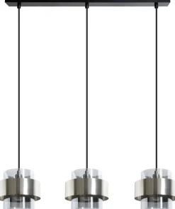 POCOline Pendelleuchte Fiora schwarz Metall Glas B/L: ca. 73x120 cm