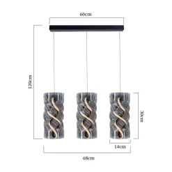 POCOline Pendelleuchte Isabella schwarz Metall Glas PVC B/H/L: ca. 14x120x68 cm