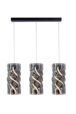 POCOline Pendelleuchte Isabella schwarz Metall Glas PVC B/H/L: ca. 14x120x68 cm