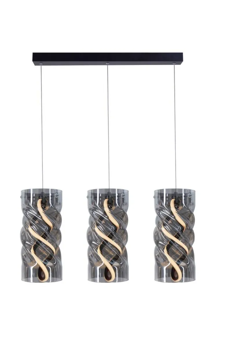 POCOline Pendelleuchte Isabella schwarz Metall Glas PVC B/H/L: ca. 14x120x68 cm