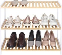 POCOline Schuhregal weiß Bambus B/H/L: ca. 30x59x70 cm